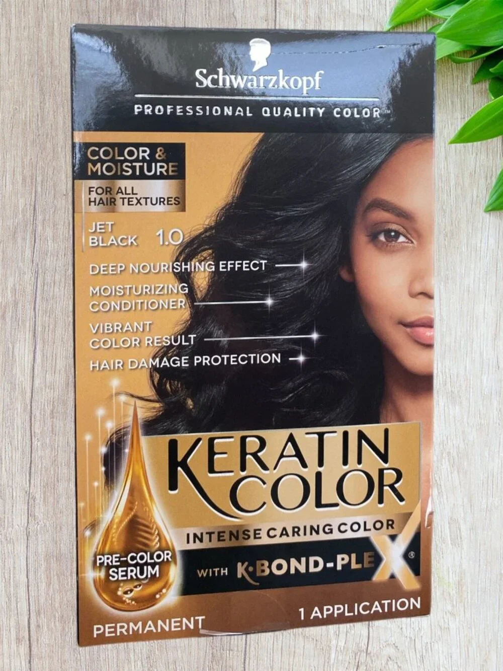 2 Schwarzkopf Keratin Color & Moisture Hair~All Textures Permanent Jet Black #1